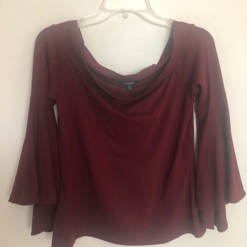 Express Off-The-Shoulder Flare Sleeve Top